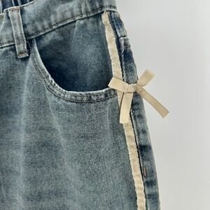 Dazy Plus Jeans Womens 2XL Blue Denim Elastic Waistband Side Bow Detail 5-Pocket